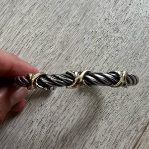 David Yurman Two-Tone Triple X Classic Cable Bracelet Gold Silver